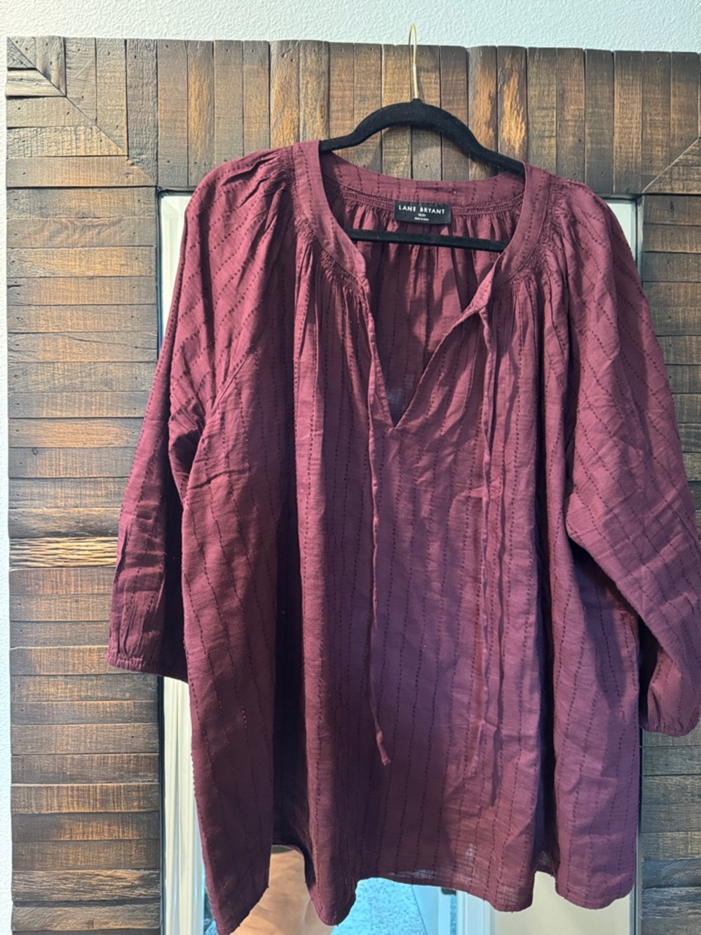 Lane Bryant Burgundy Peasant Tunic Top